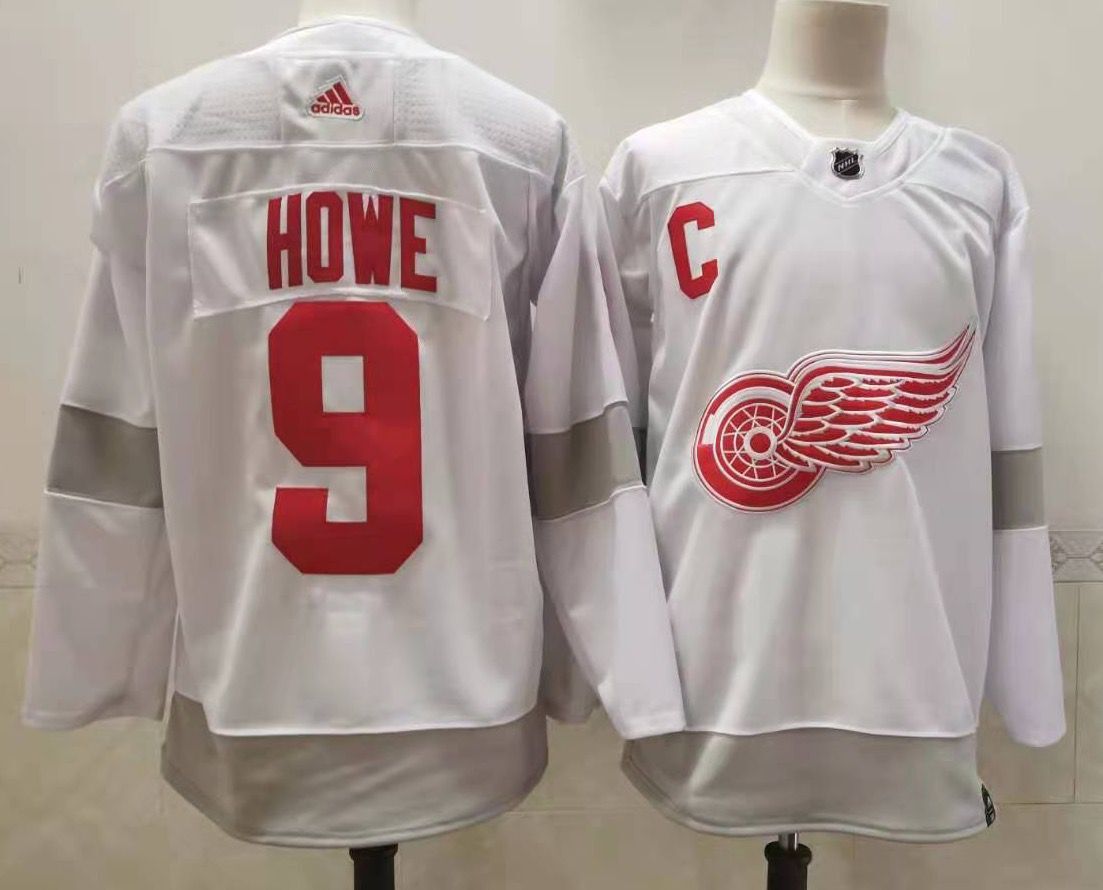 2021 Adidias Detroit Red Wings 9 Howe White Men Reverse Retro Alternate NHL Jersey